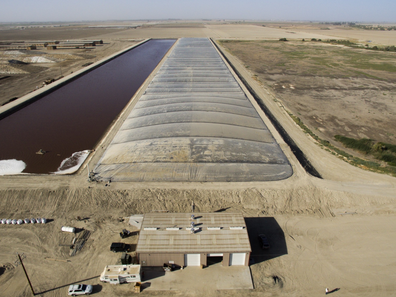 Aerial view of EFI covered lagoon digester installation
